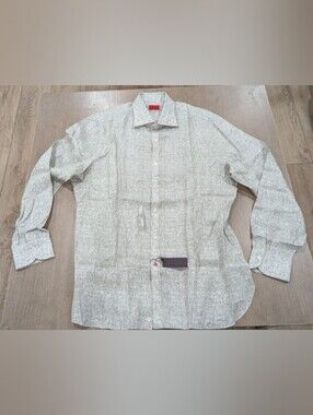 $675 Mens Isaia Basketweave Linen LS Button Up Sport Shirt Beige 2XL